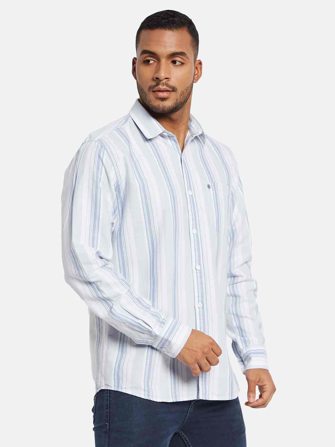 METTLE Men Multi Stripes Opaque Striped Casual Shirt