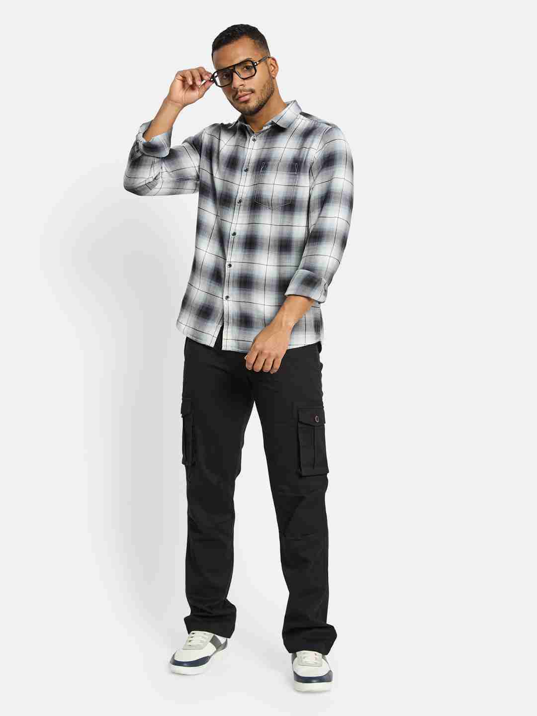METTLE Men Opaque Checked Casual Shirt
