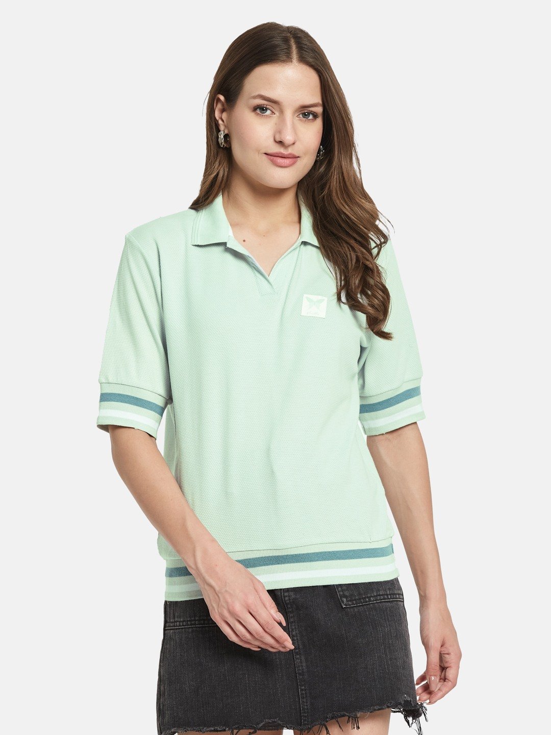 METTLE Women Polo Collar T-shirt