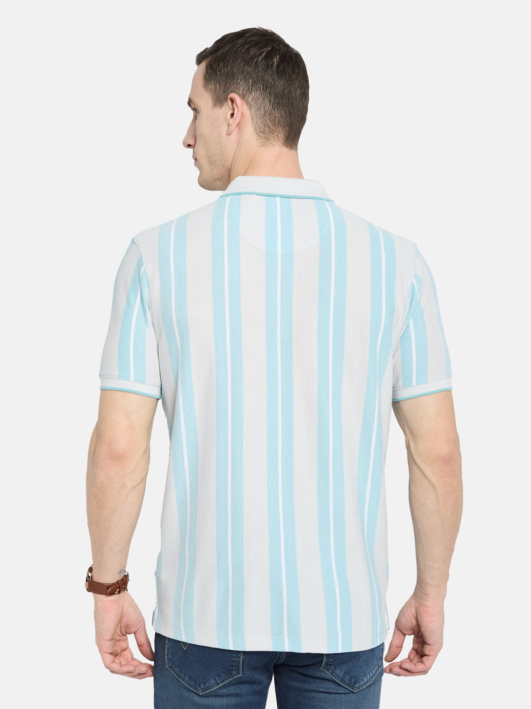 Octave Men Striped Polo Collar T-shirt