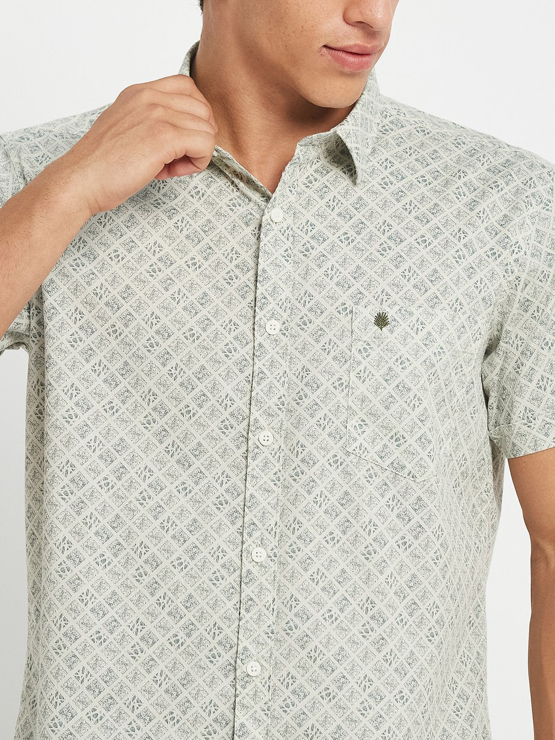 METTLE Men Graphic Printed Spread Collar Cotton Casual Shirt