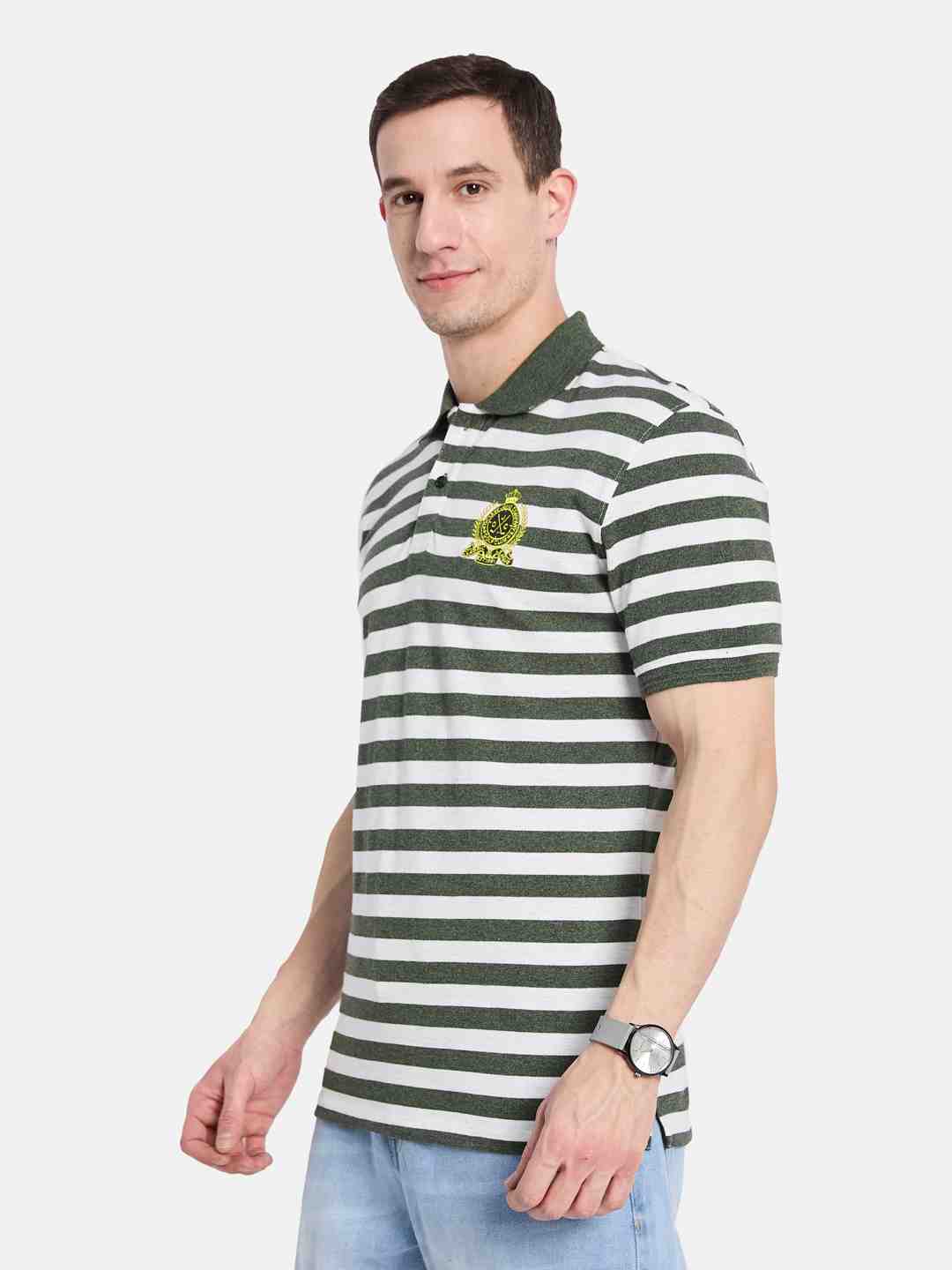 Octave Men Colourblocked Polo Collar T-shirt