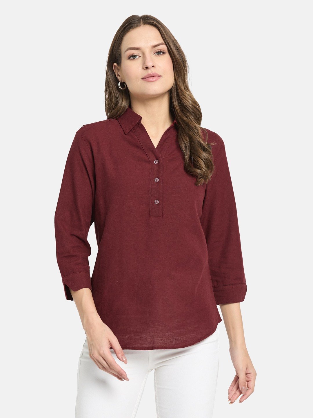 METTLE Women Salsa Cotton Shirt Style Top