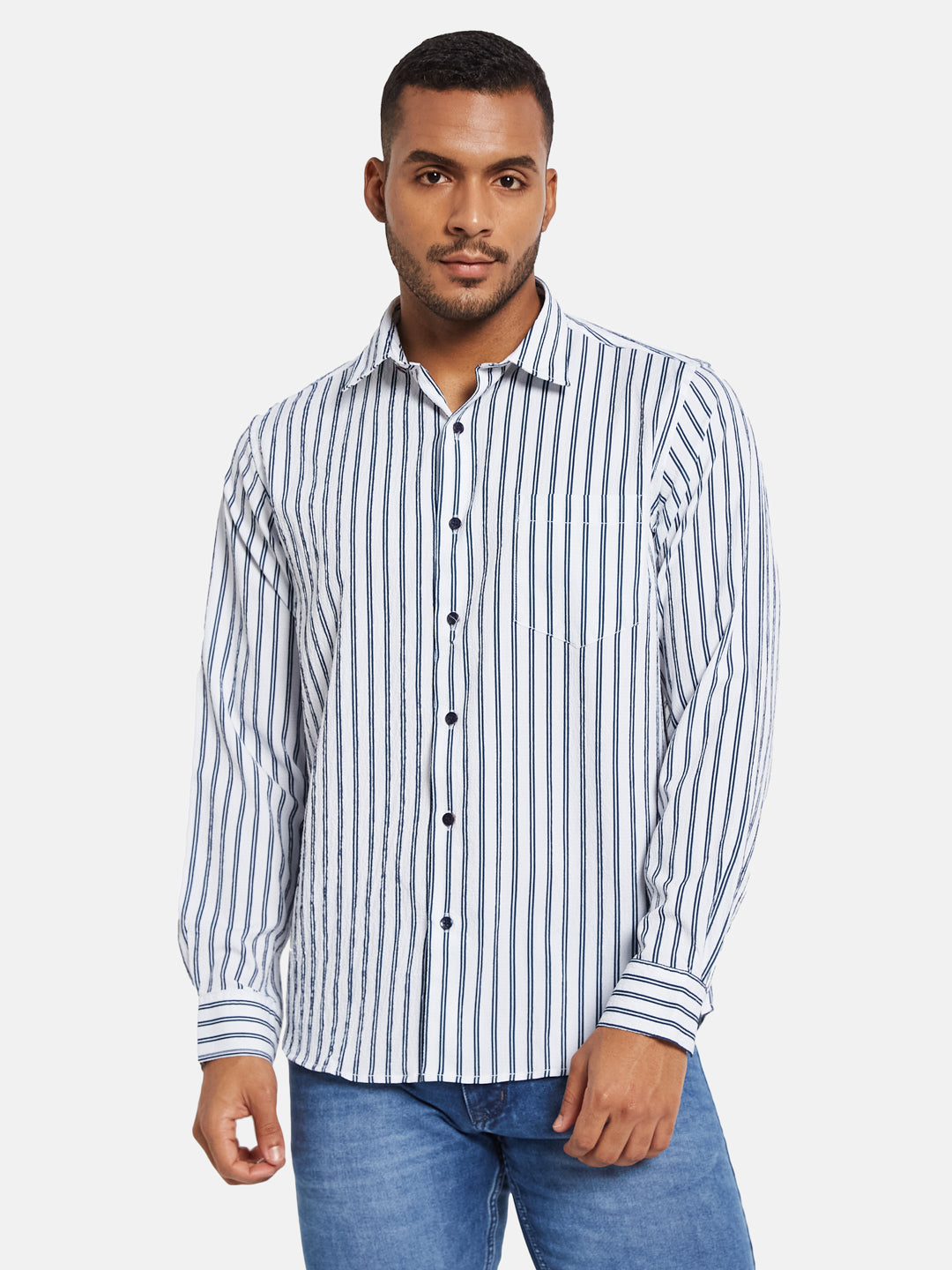 METTLE Men Multi Stripes Opaque Striped Casual Shirt