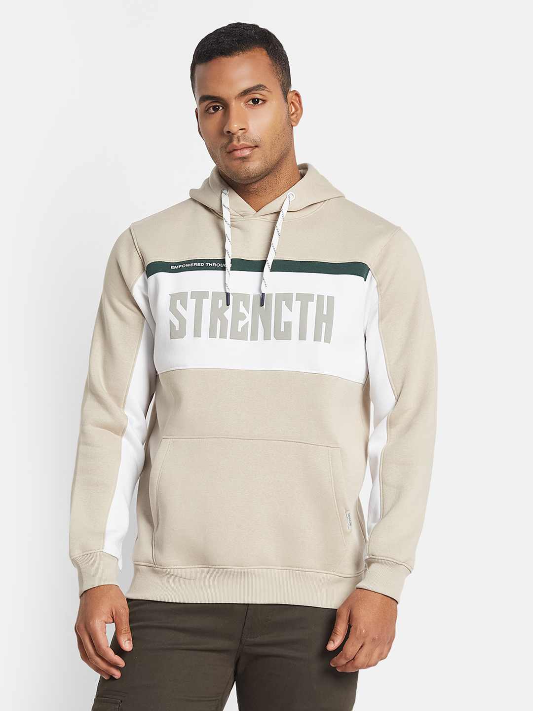 Octave AW24 Men Colourblocked Long Sleeves Hooded Sweatshirt