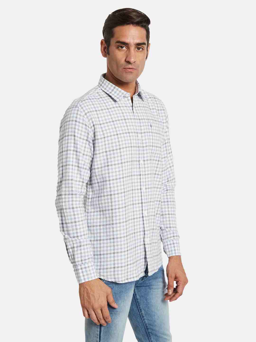 METTLE Men Opaque Checked Casual Shirt