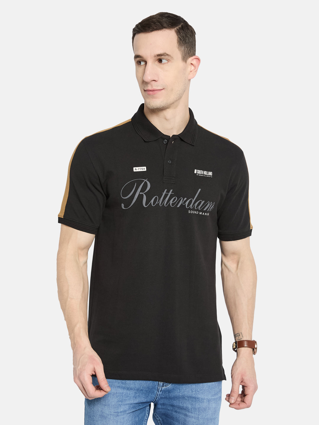 Octave Men Printed Polo Collar T-shirt