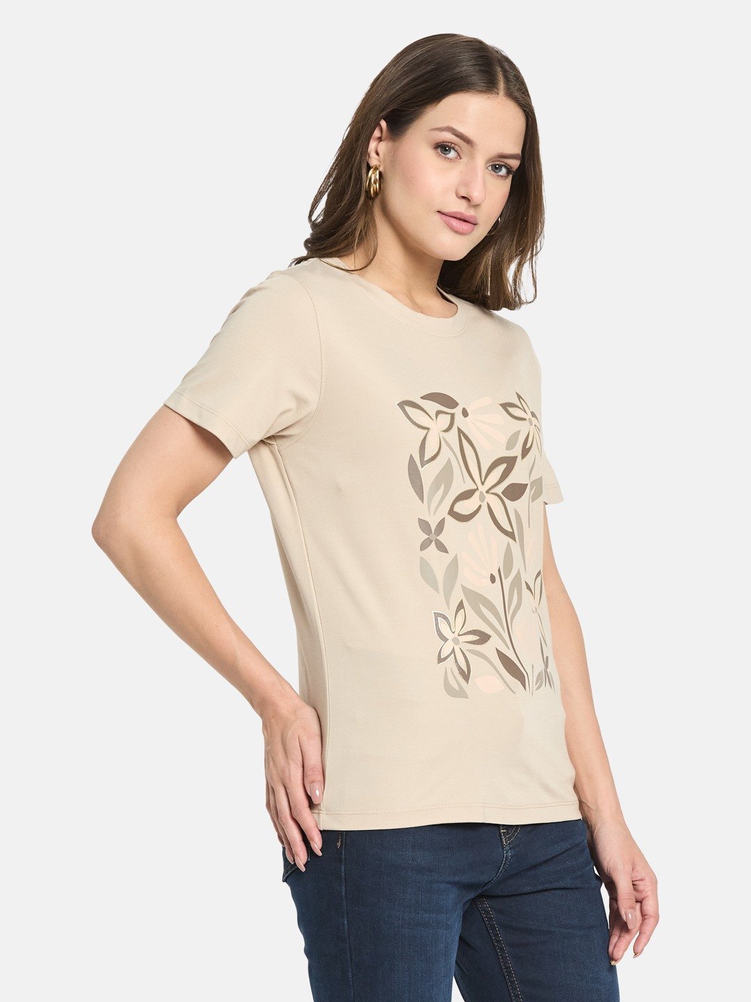 METTLE Women Floral Printed T-shirt