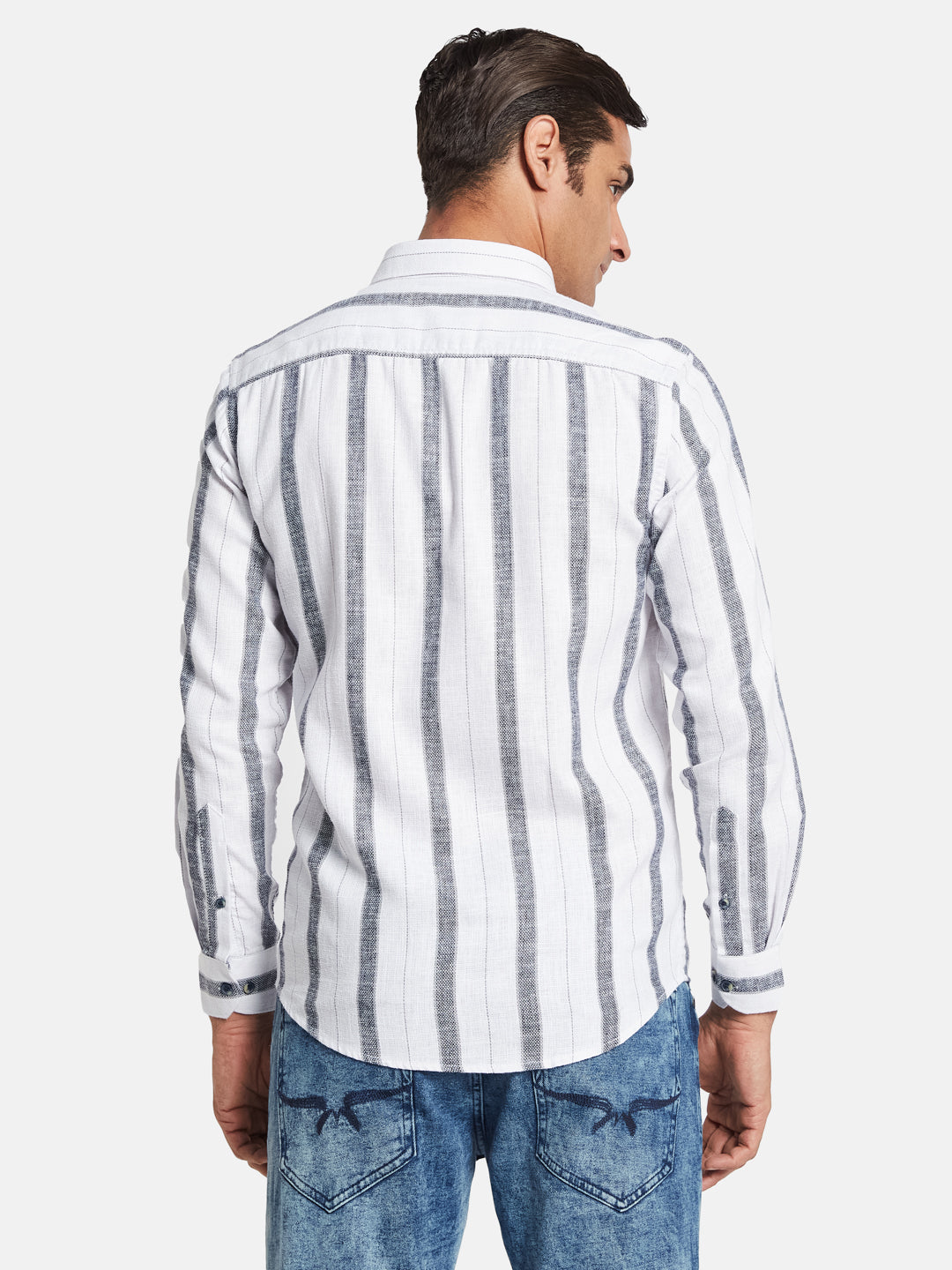 METTLE Men Multi Stripes Opaque Striped Casual Shirt