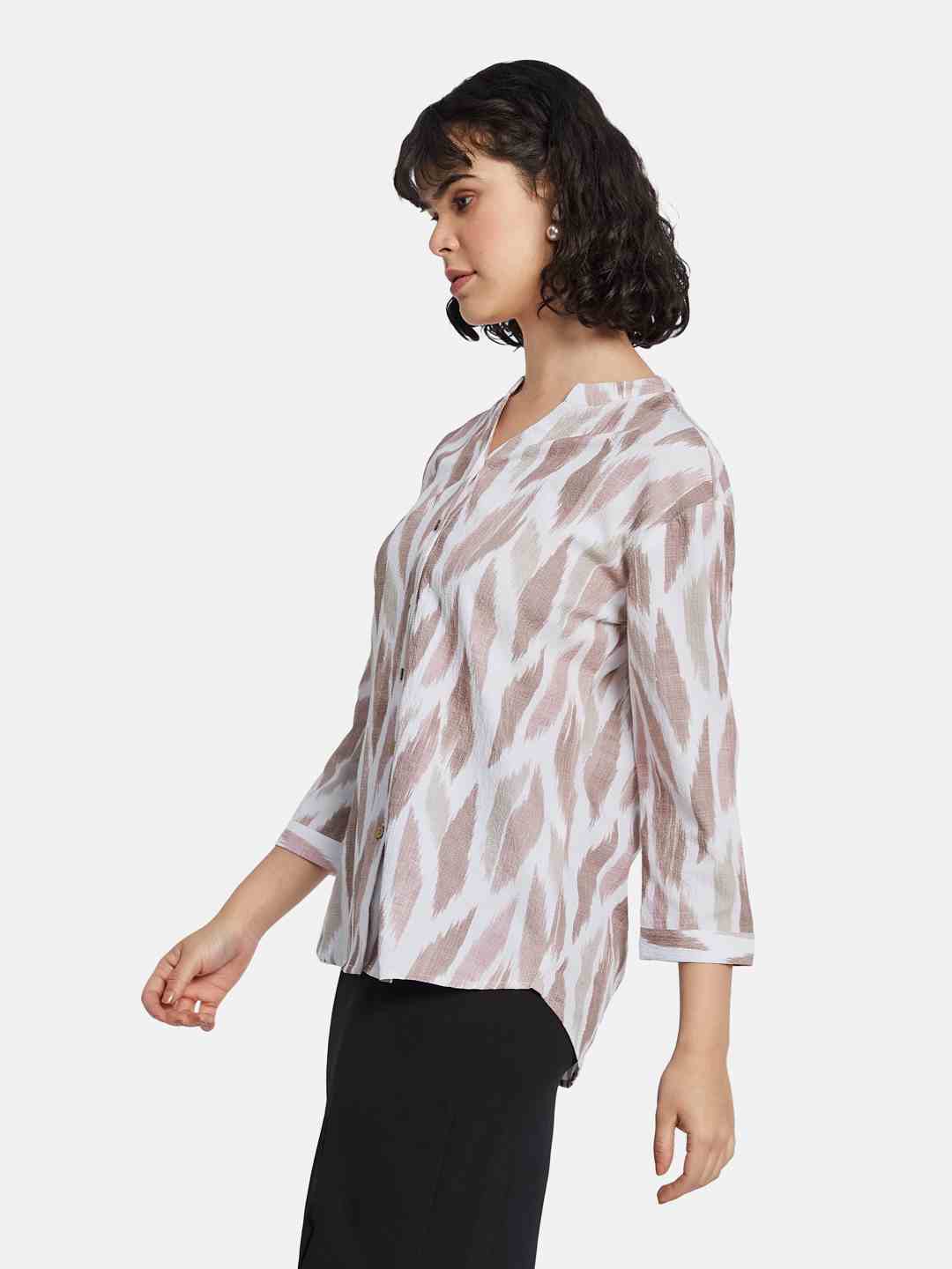 METTLE Floral Print Cotton Shirt Style Top