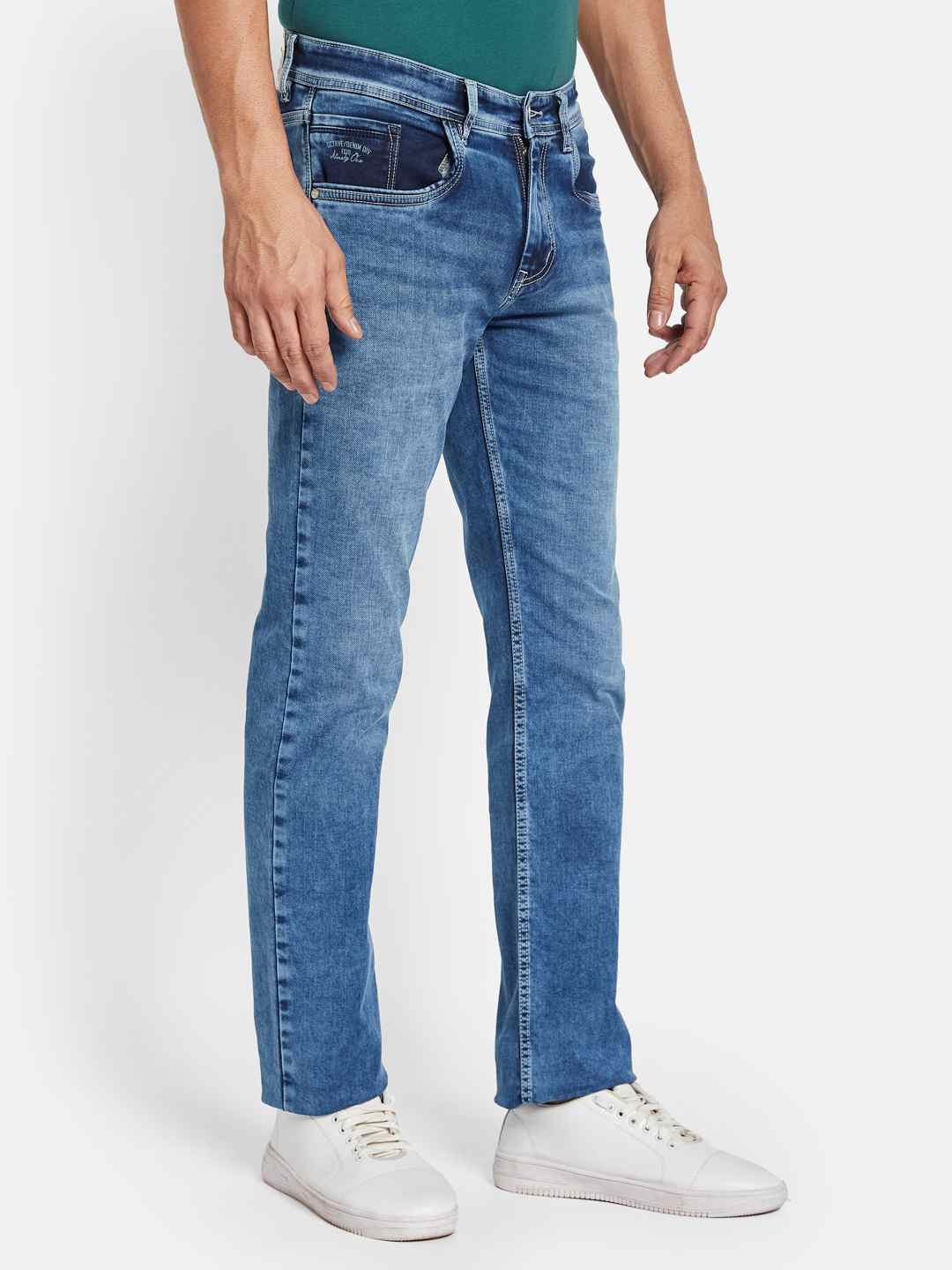Octave Men Mildly Distressed Heavy Fade Stretchable Jeans