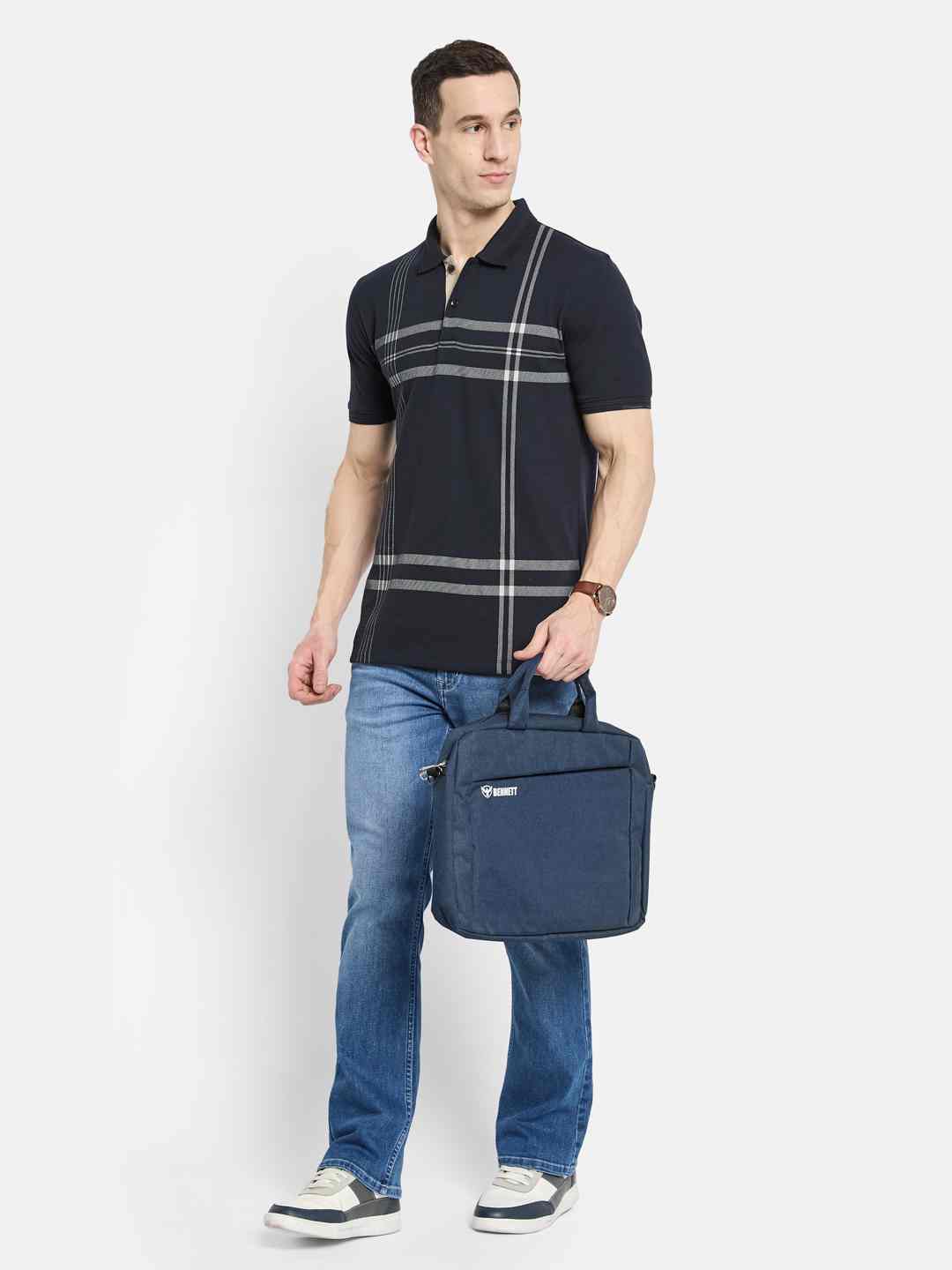 Octave Men Striped Polo Collar T-shirt
