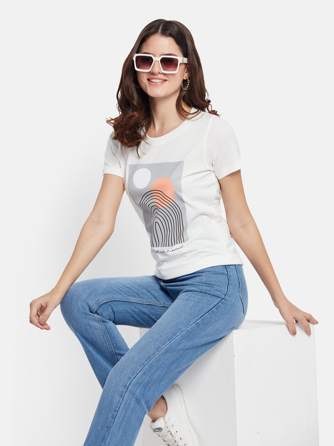 METTLE Graphic Printed Round Neck Cotton T-shirt