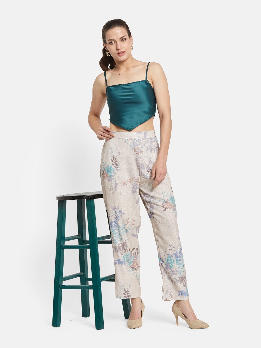 METTLE Floral Printed Cotton Trousers