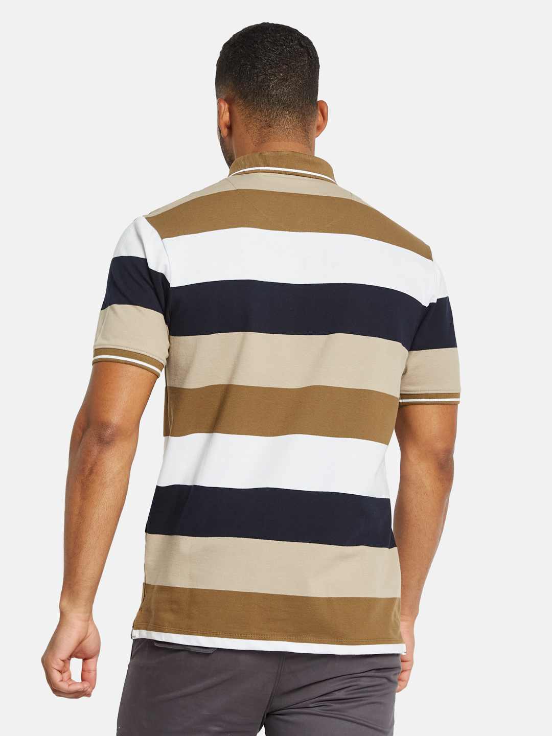 Octave Men Colourblocked Polo Collar T-shirt