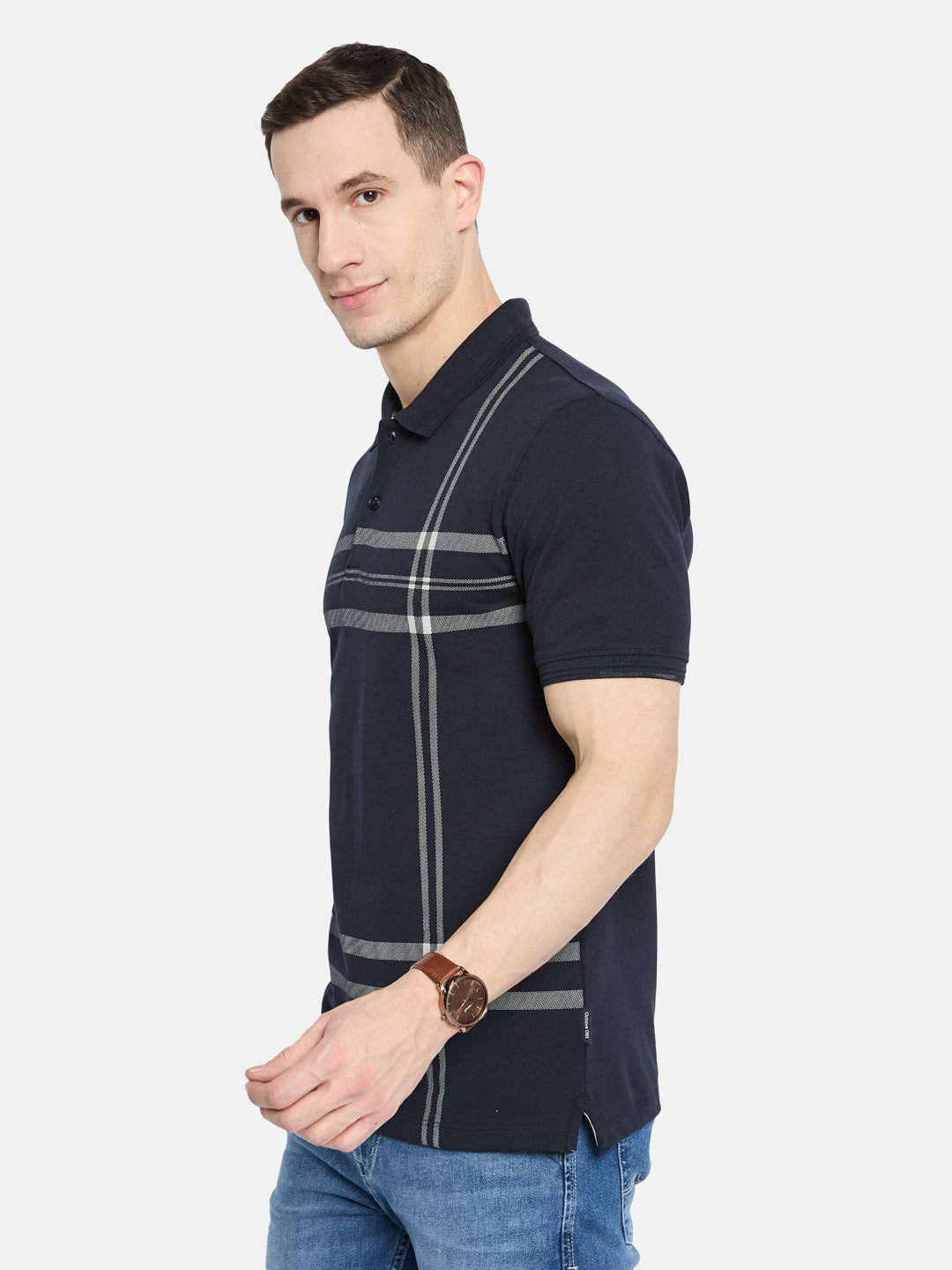 Octave Men Striped Polo Collar T-shirt