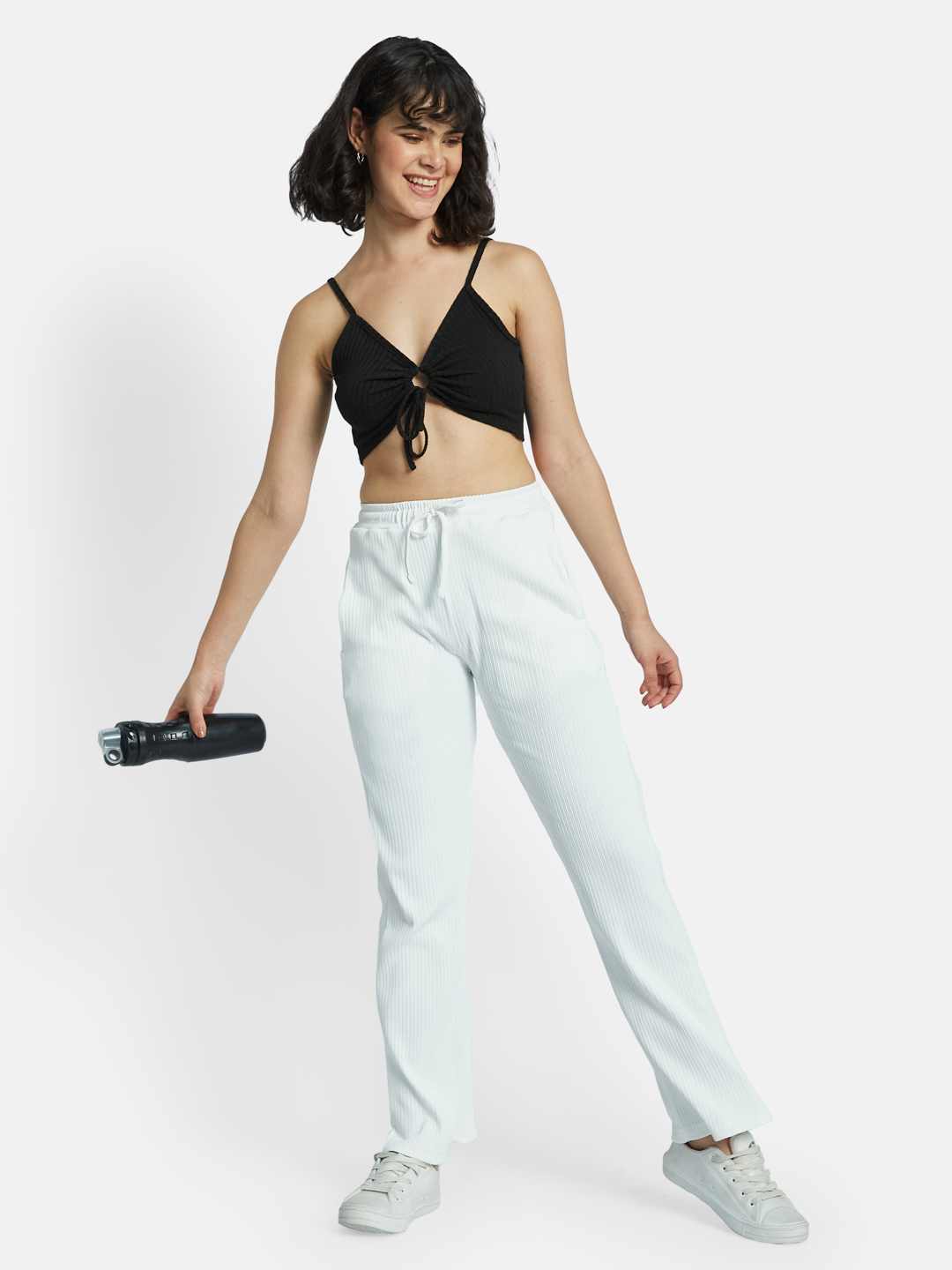 METTLE Women Self Designed Cotton Track Pants