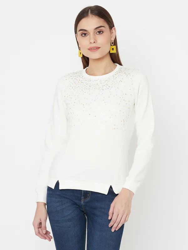 Mettle Women White Sweatshirt