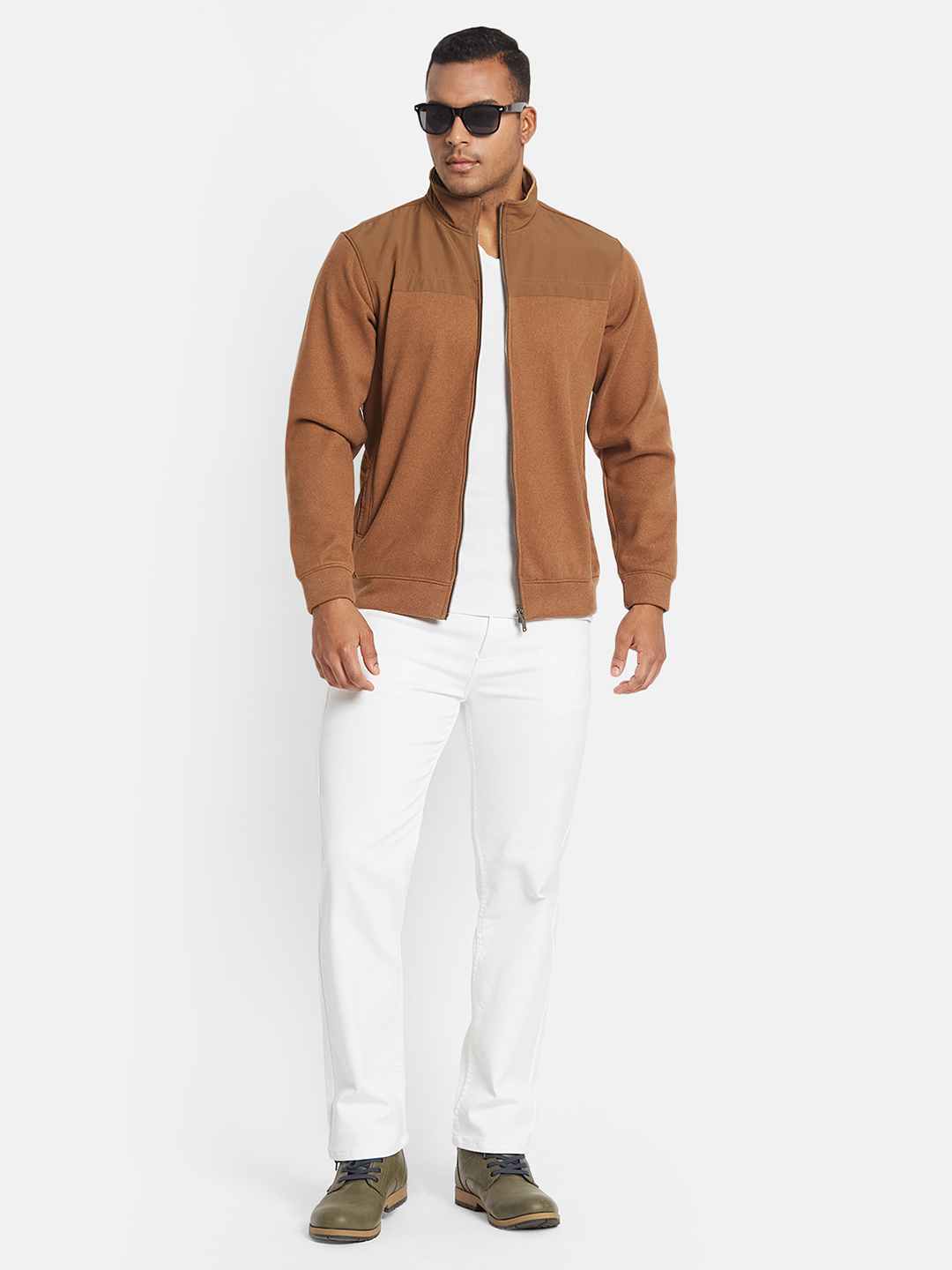 Octave Men Colourblocked Mandarin Collar Sweatshirt