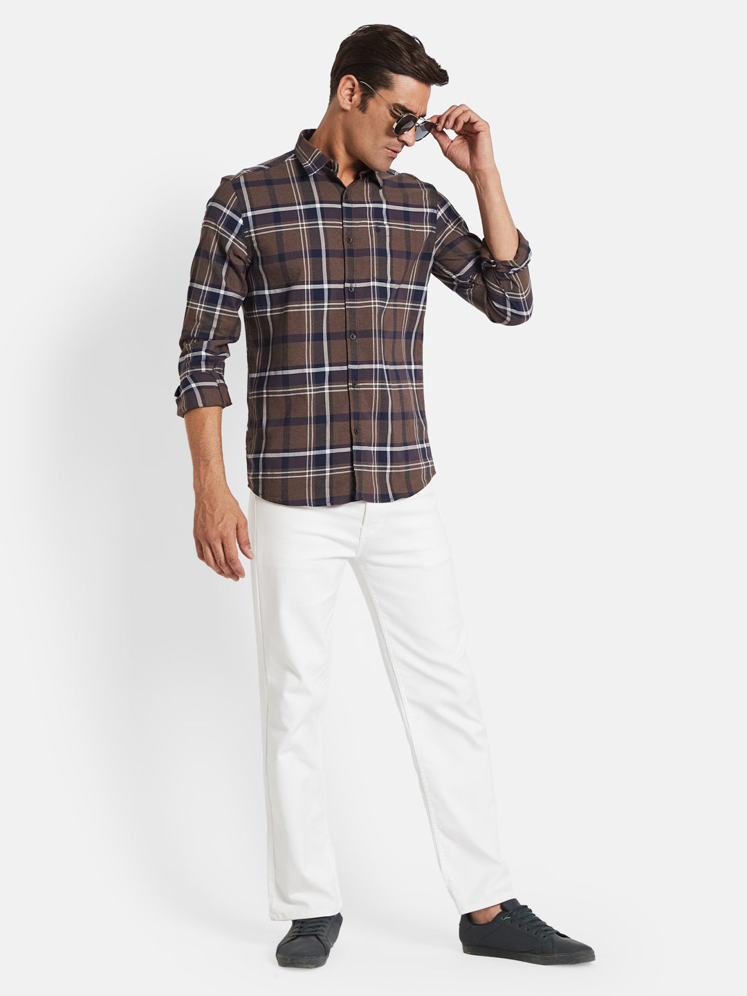 METTLE Men Opaque Checked Casual Shirt
