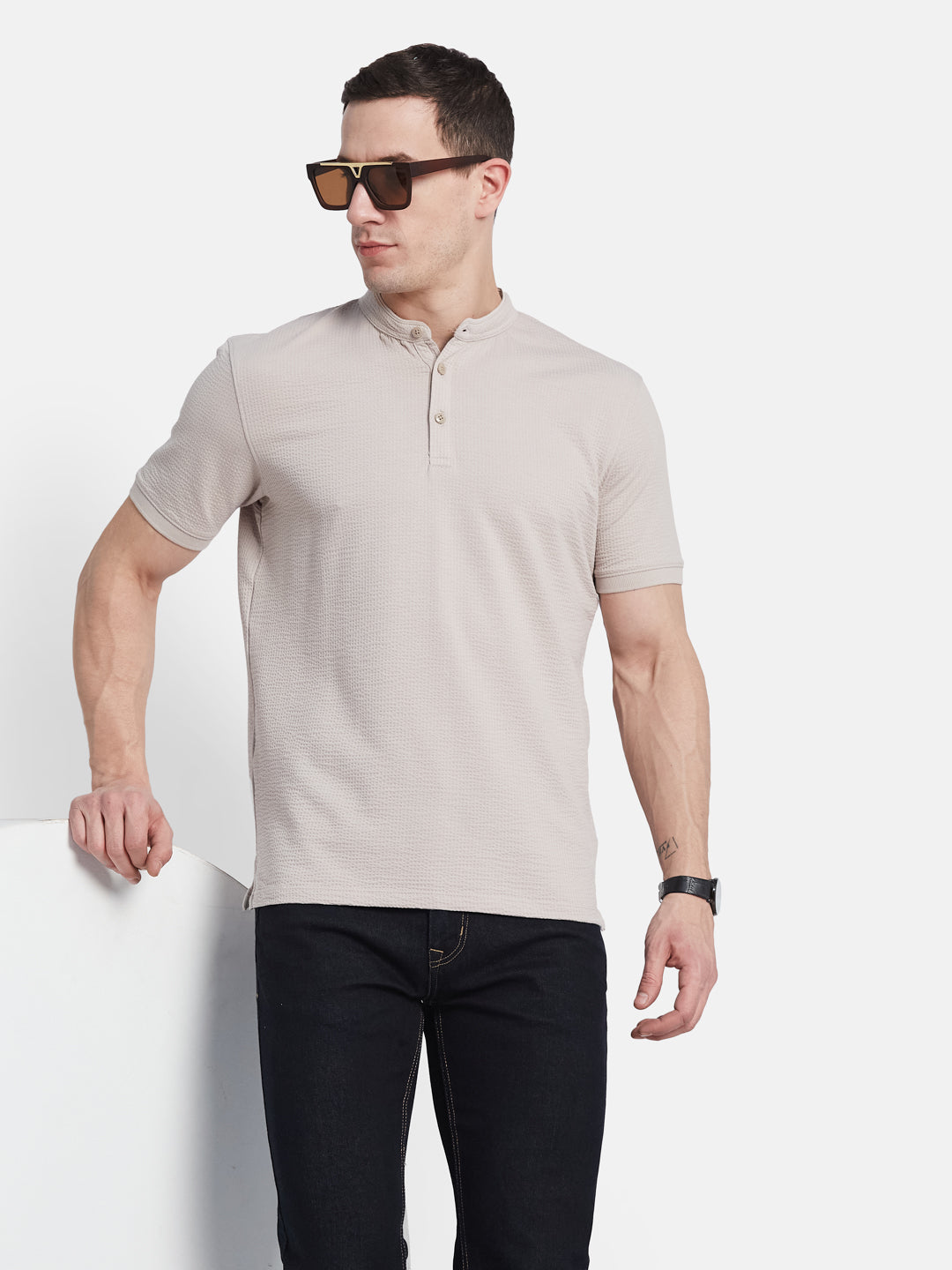 Octave Men Mandarin Collar T-shirt