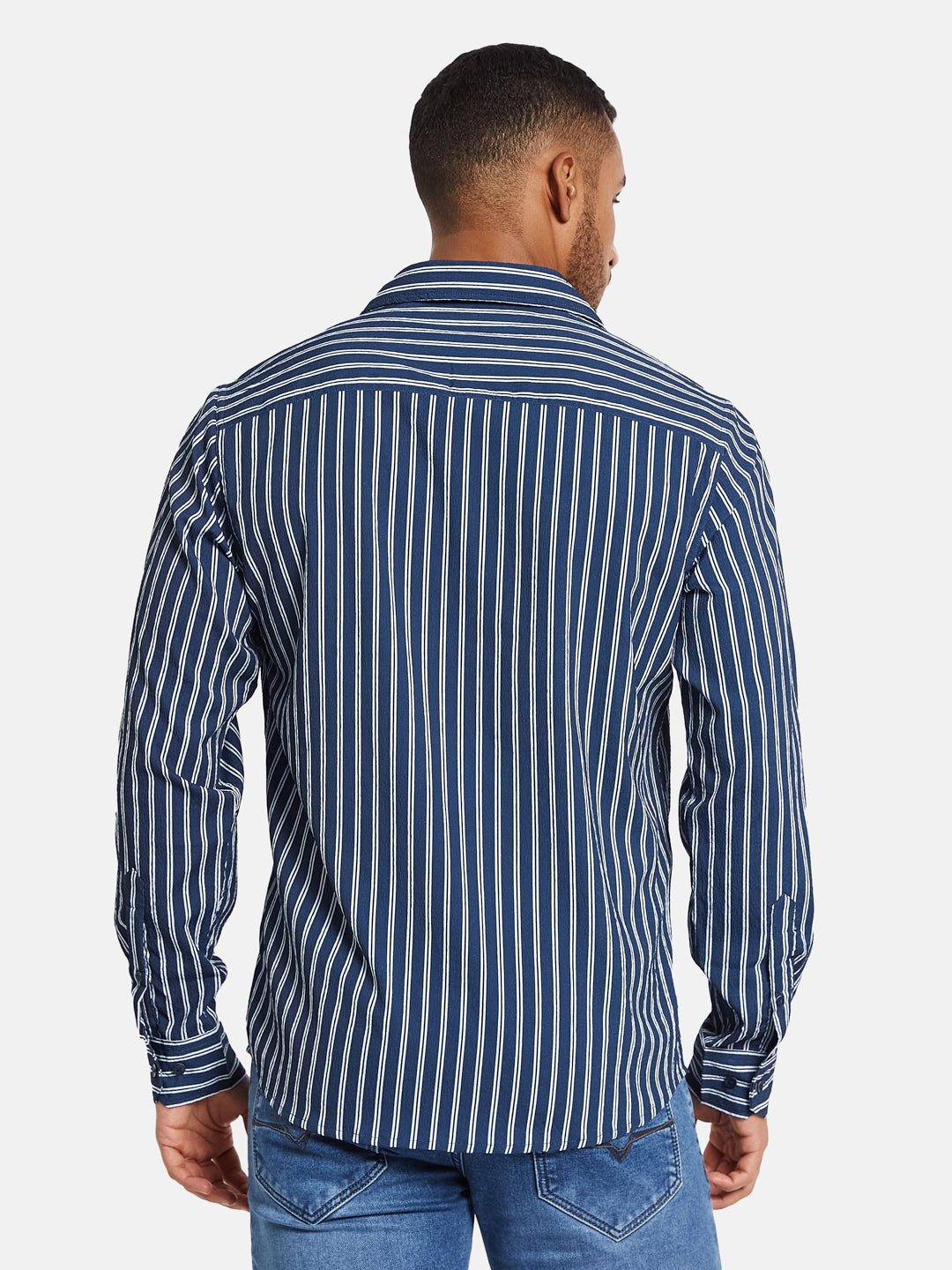 METTLE Men Multi Stripes Opaque Striped Casual Shirt