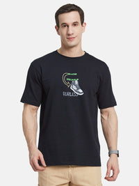 BACK PRINT ROUND NECK SEER SUCKER T-SHIRT