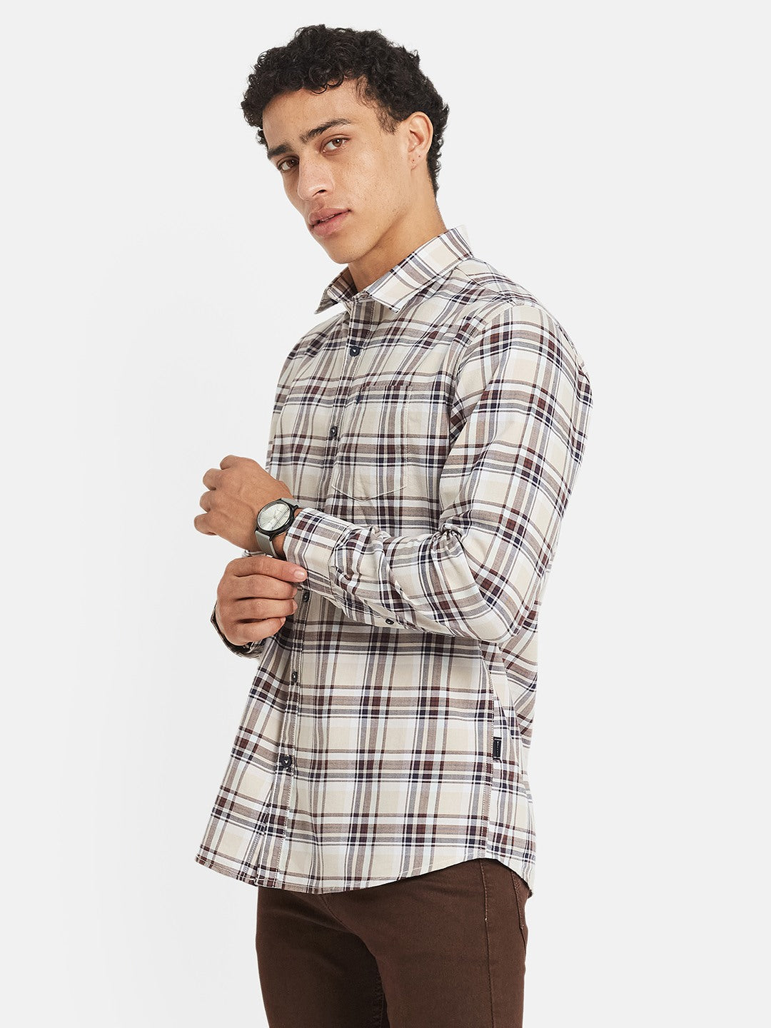 METTLE Checked Long Sleeves Cotton Shirt