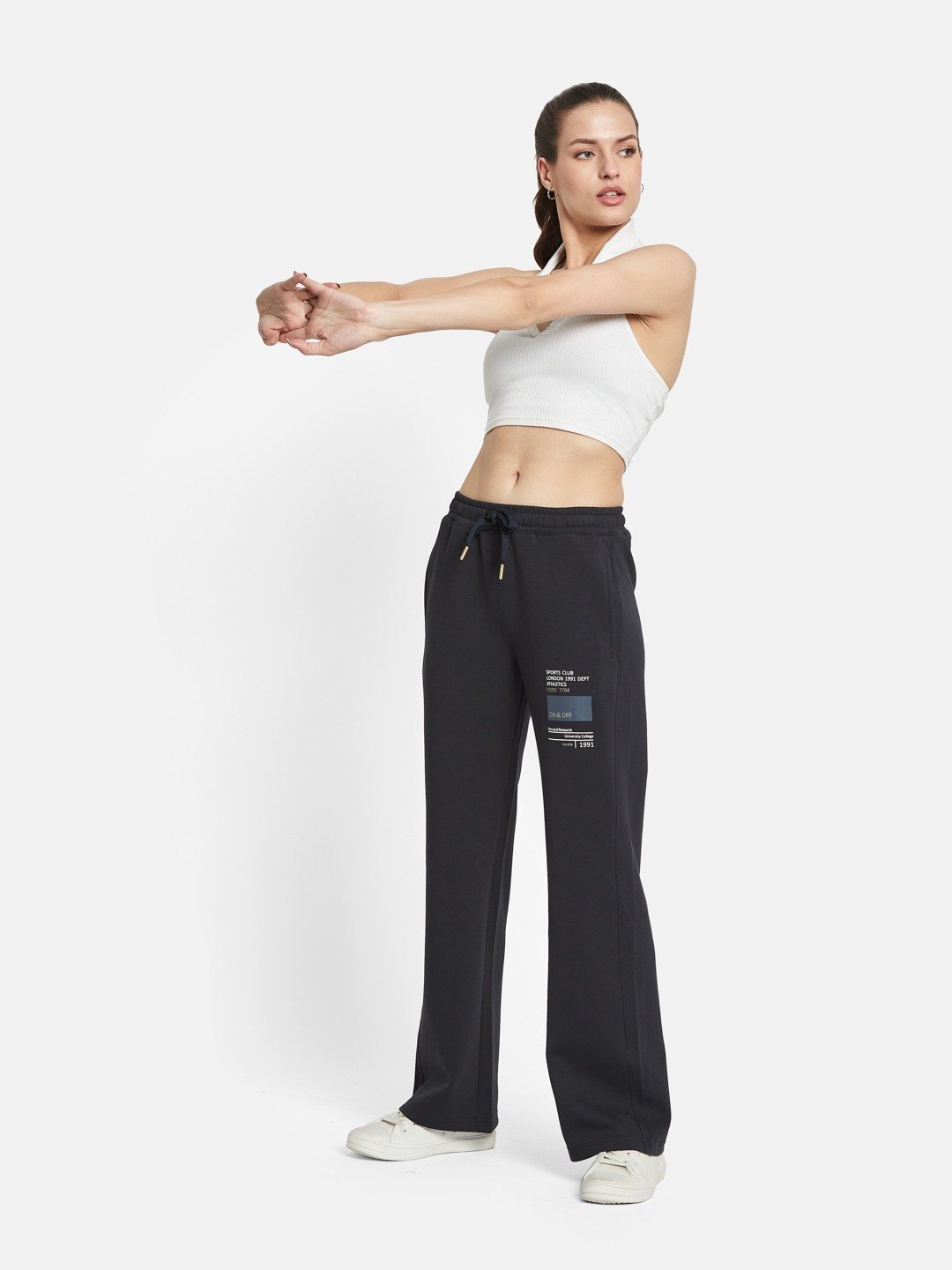 METTLE Women Printed Cotton Mid Rise Track Pants