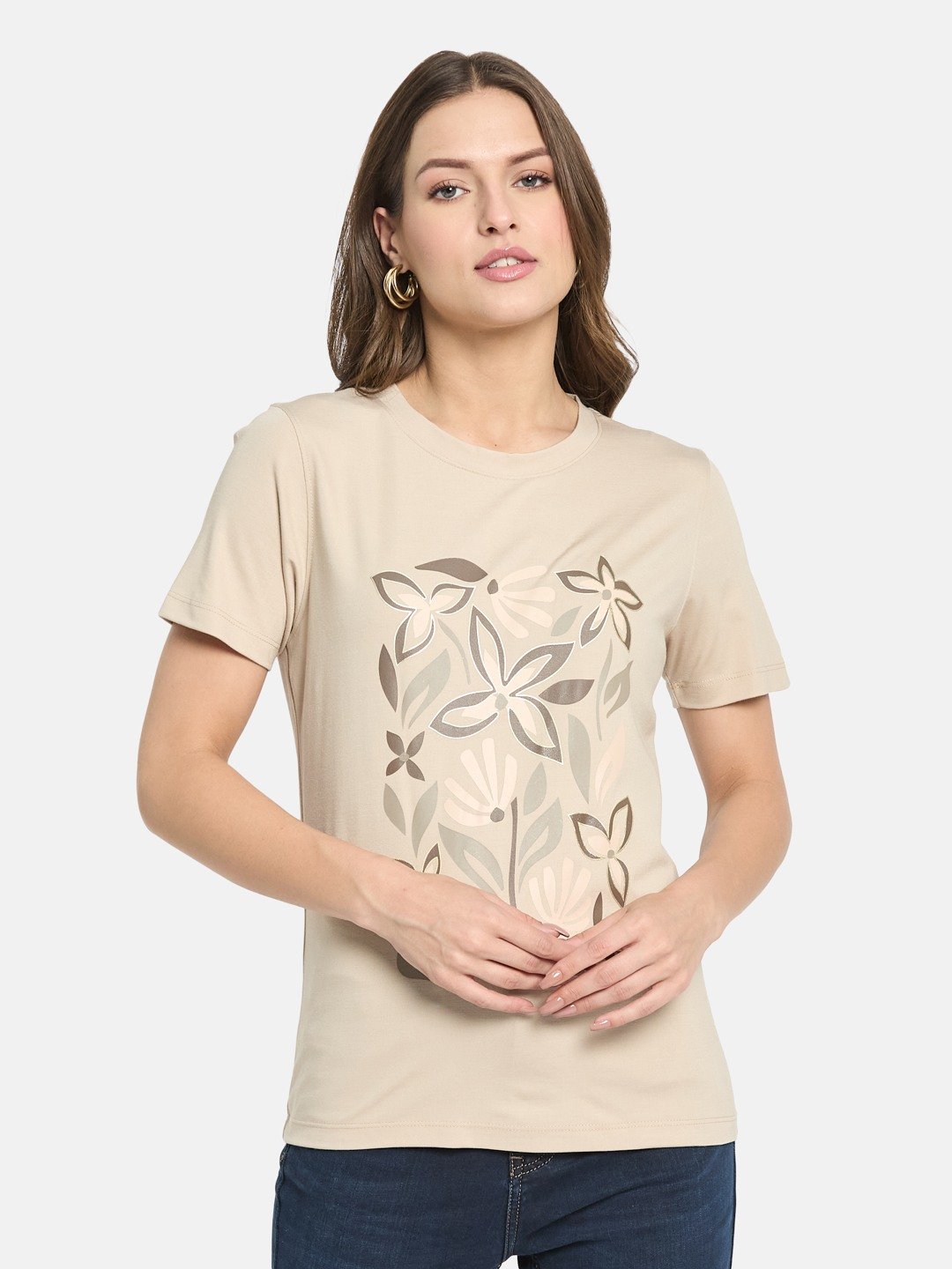 METTLE Women Floral Printed T-shirt