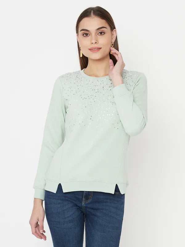 Mettle Women Green Sweatshirt