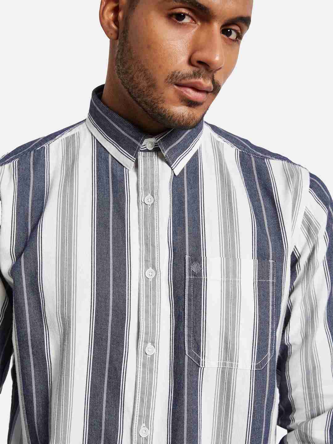 METTLE Men Multi Stripes Opaque Striped Casual Shirt