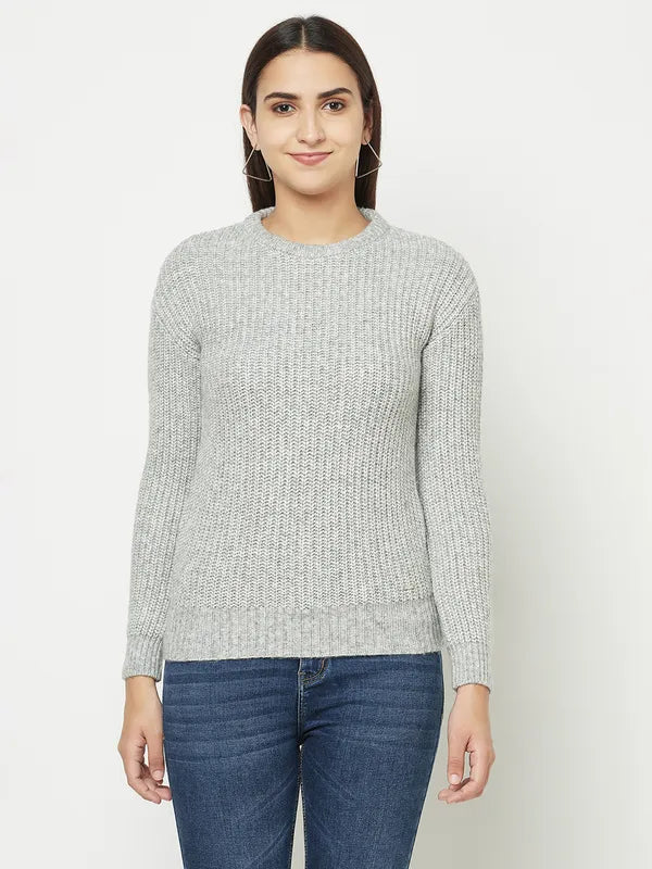 Women Grey Melange Sweaters