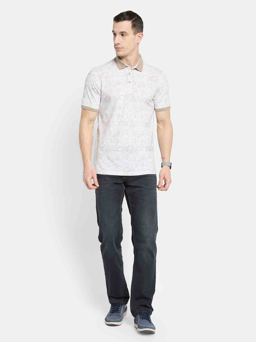 Octave Men Floral Printed Polo Collar T-shirt