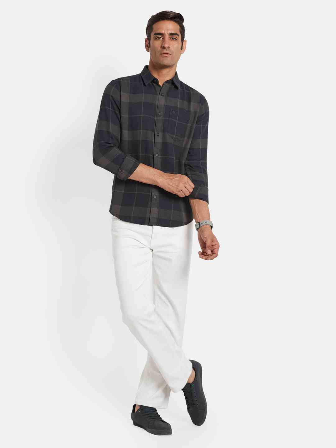 METTLE Men Opaque Checked Casual Shirt