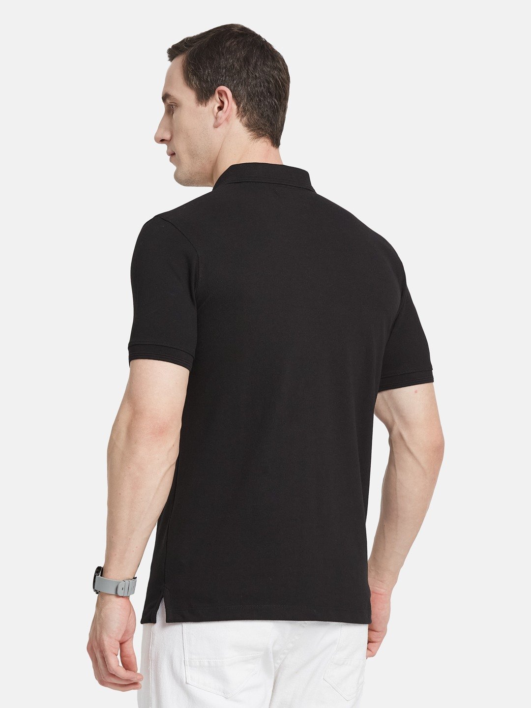 SOLID POLO NECK PIQUE MILLITARY APPLIQUED T-SHIRT