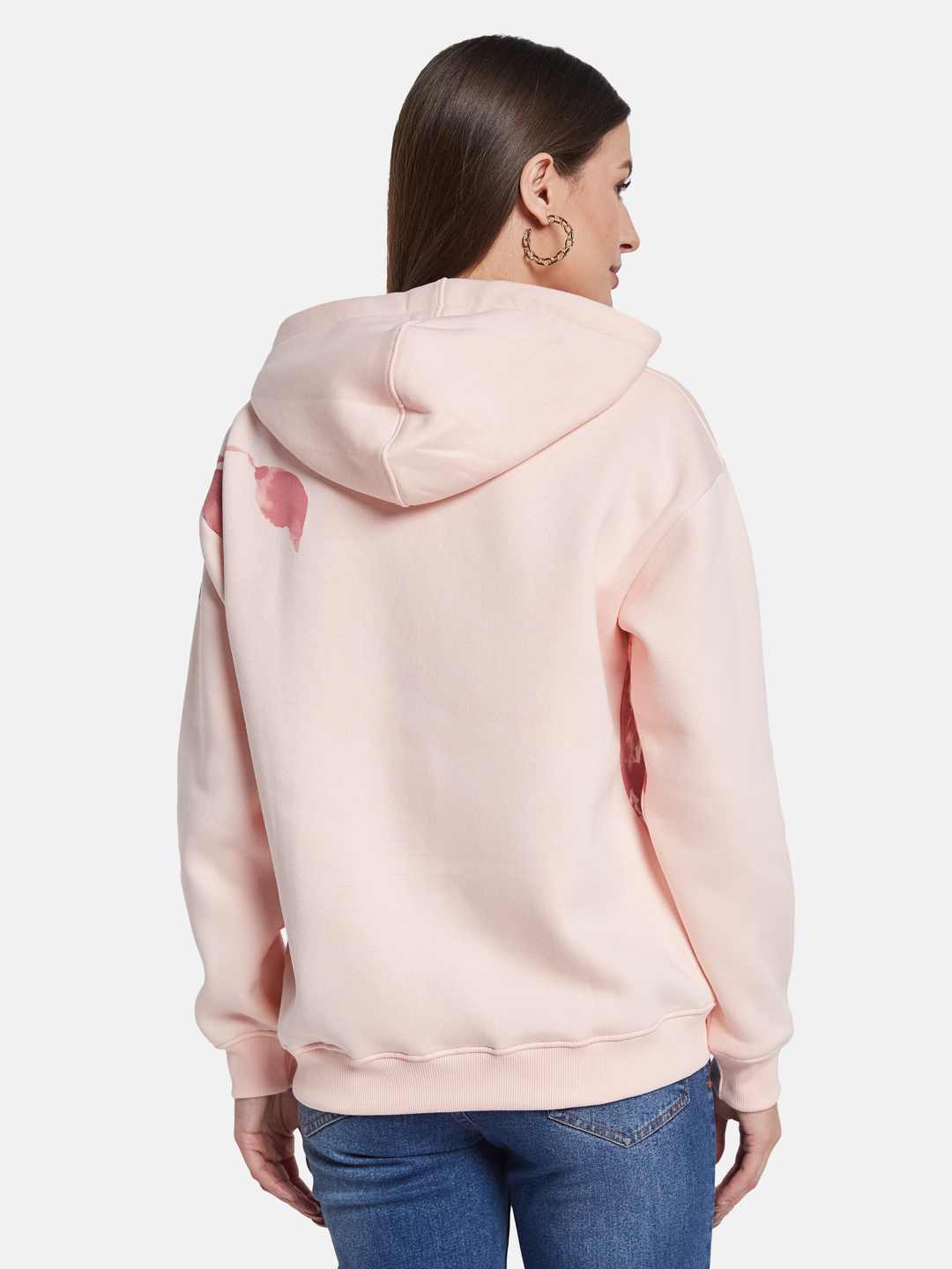 METTLE Women Printed Hooded Pullover Sweatshirt