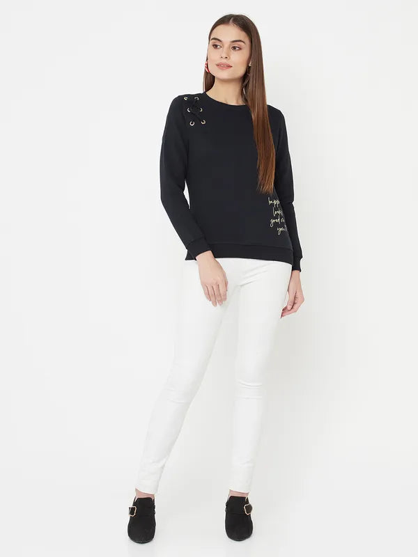 Mettle Women Navy Blue Sweatshirt