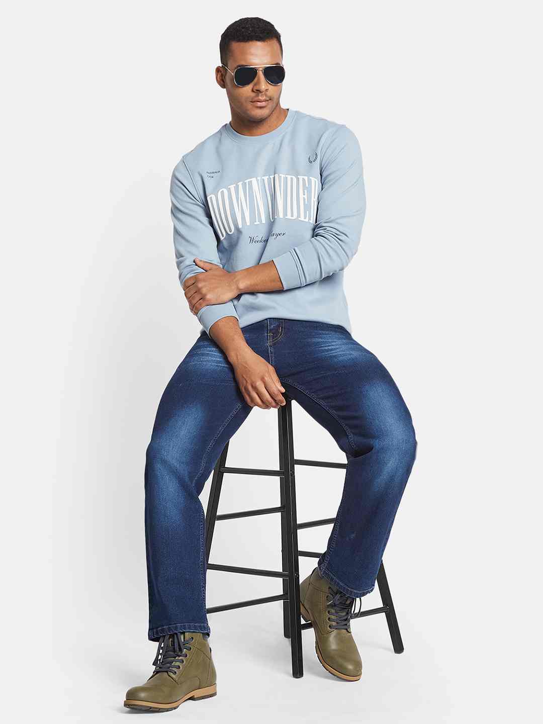 METTLE Men Printed Cotton Sweatshirt