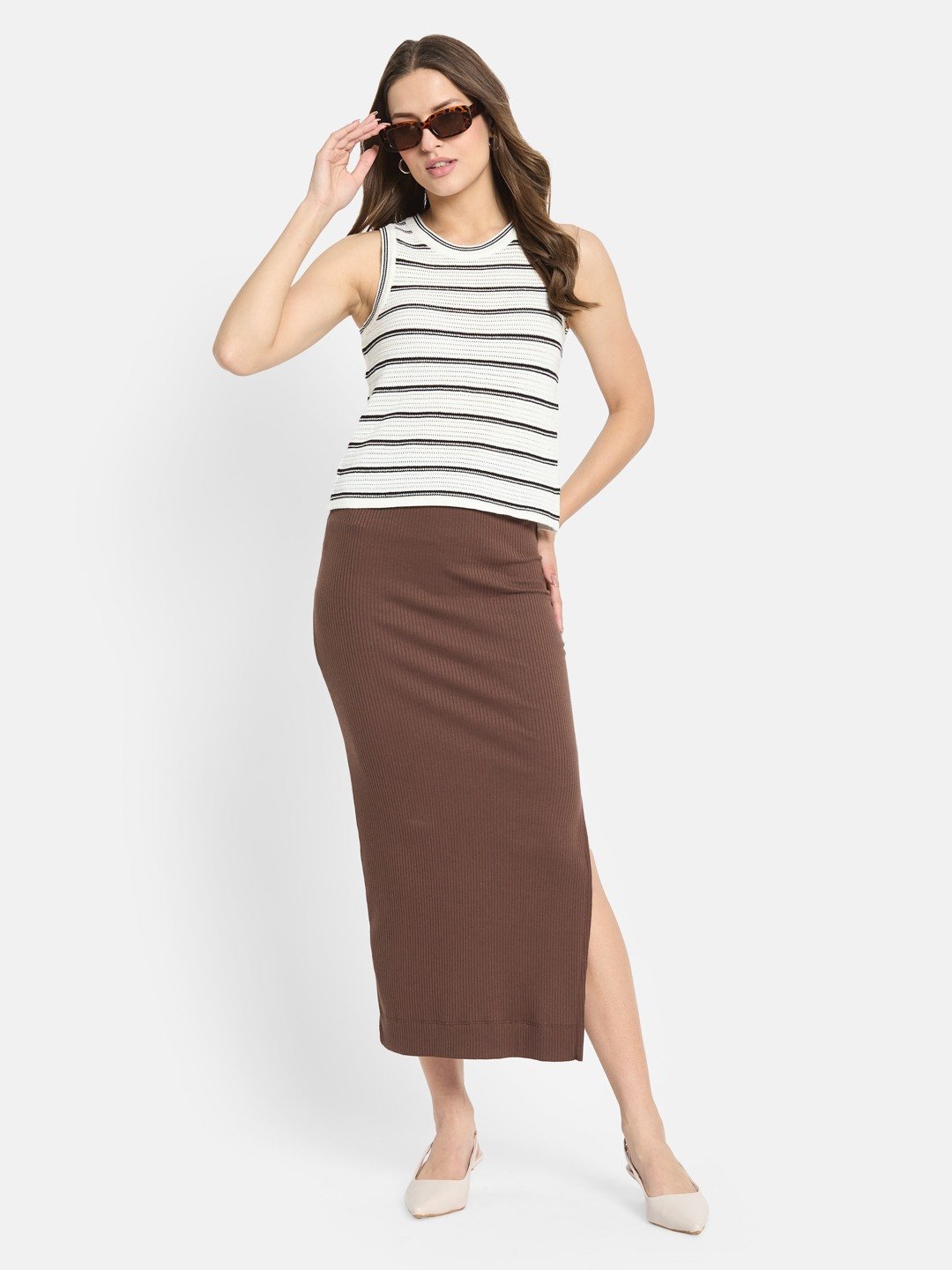 METTLE Women Striped T-shirt