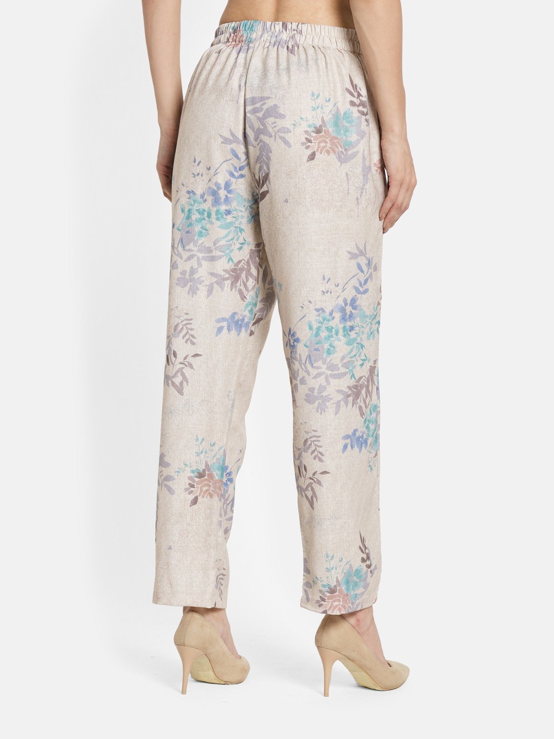 METTLE Floral Printed Cotton Trousers