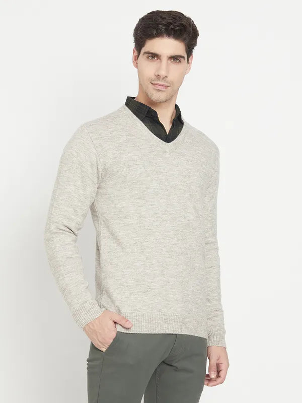 Cream-Coloured Acrylic Full Sleeve Pullover Sweater