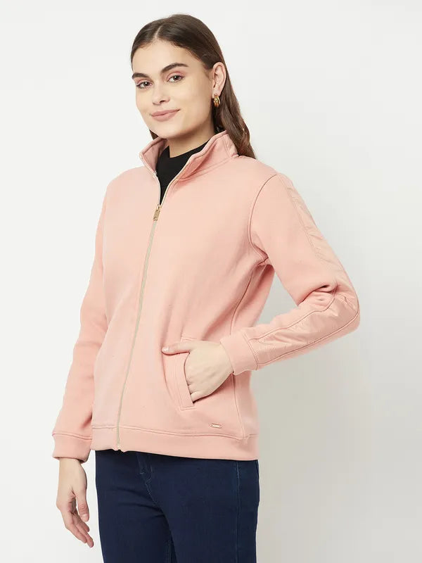 Women Suede Pink Sweatshirts