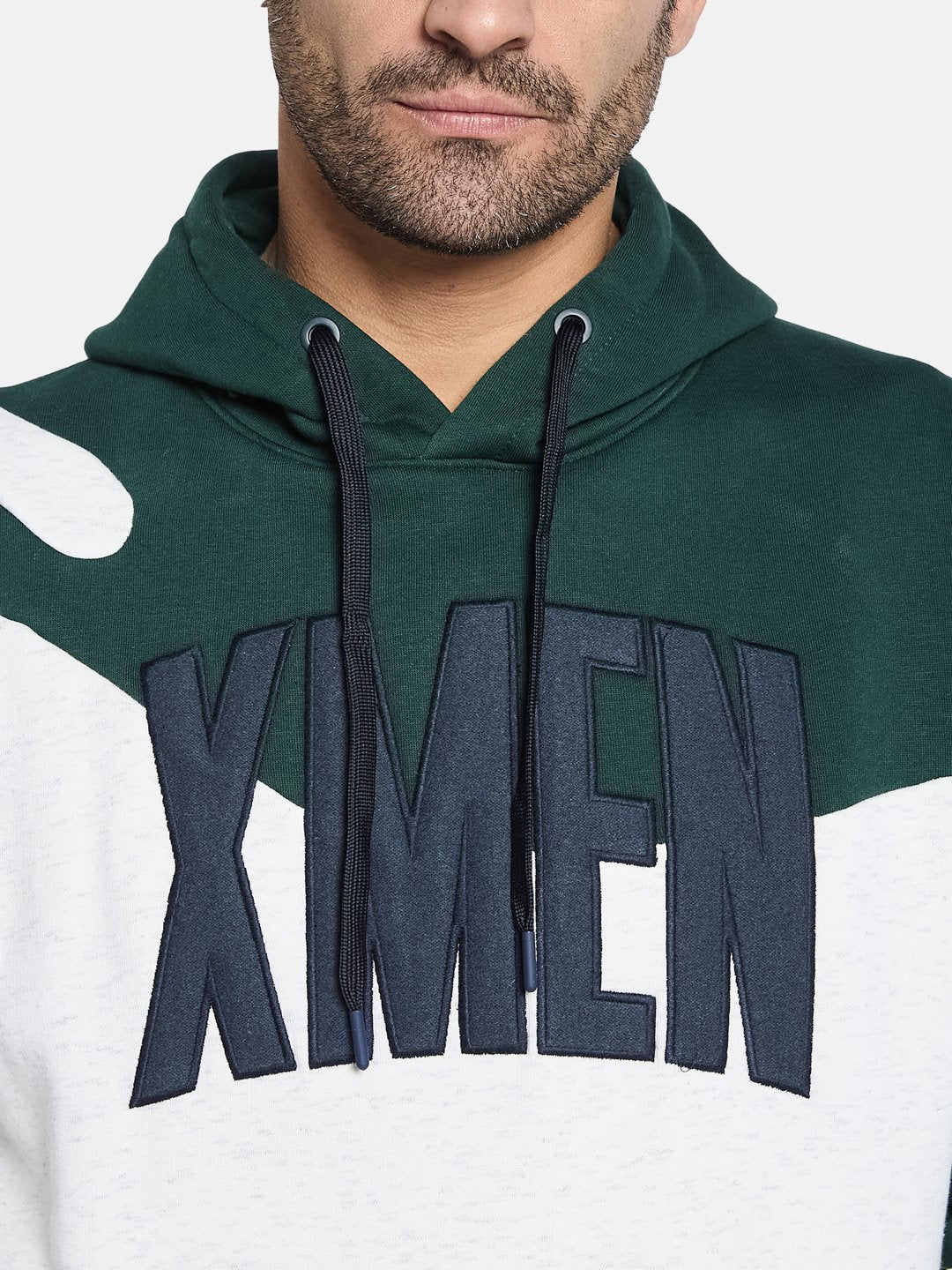 Octave Men Colourblocked Hooded Pullover Sweatshirt