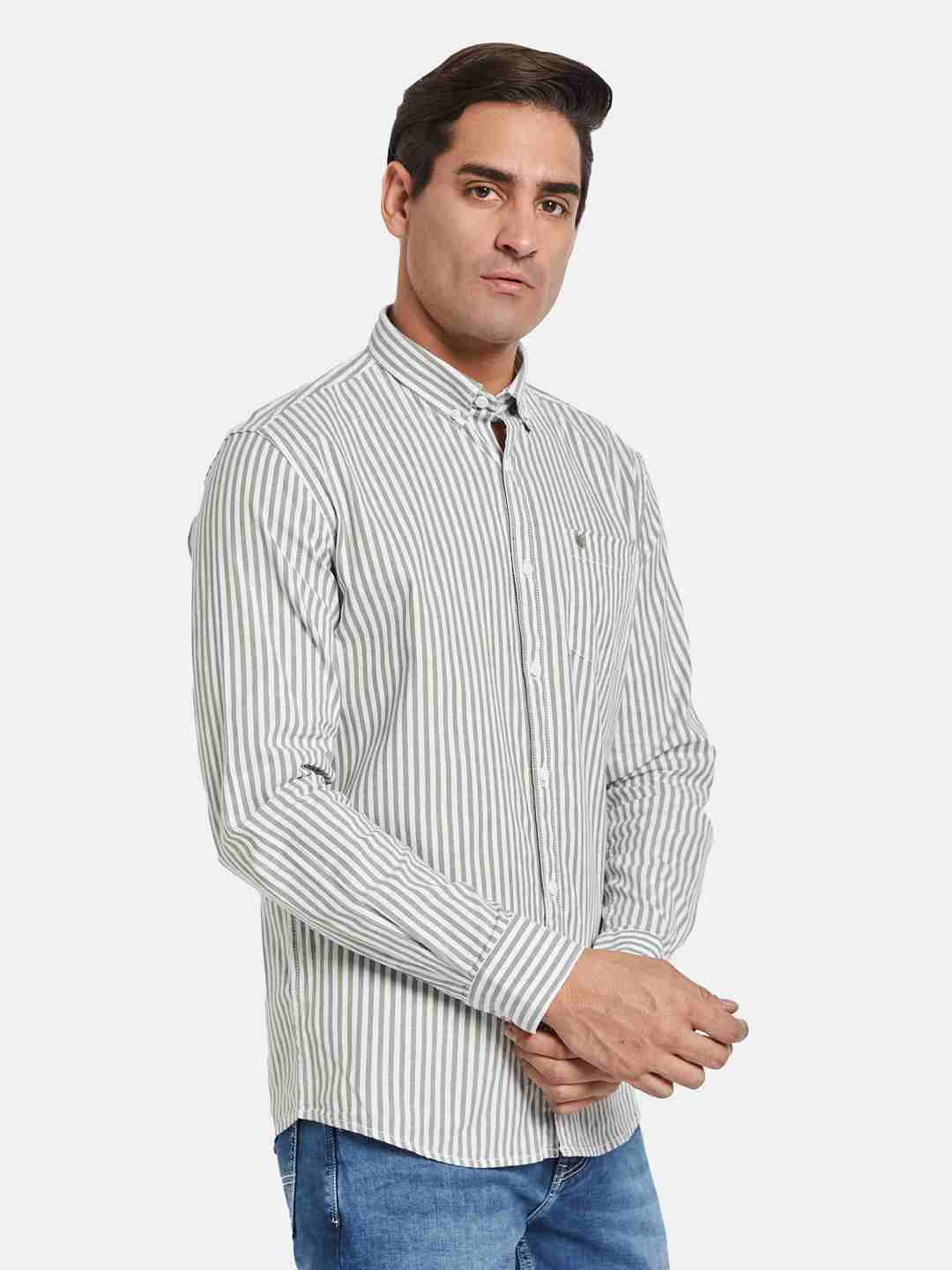 METTLE Men Multi Stripes Opaque Striped Casual Shirt