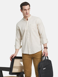 METTLE Men Band Collar Solid Cotton Casual Shirt
