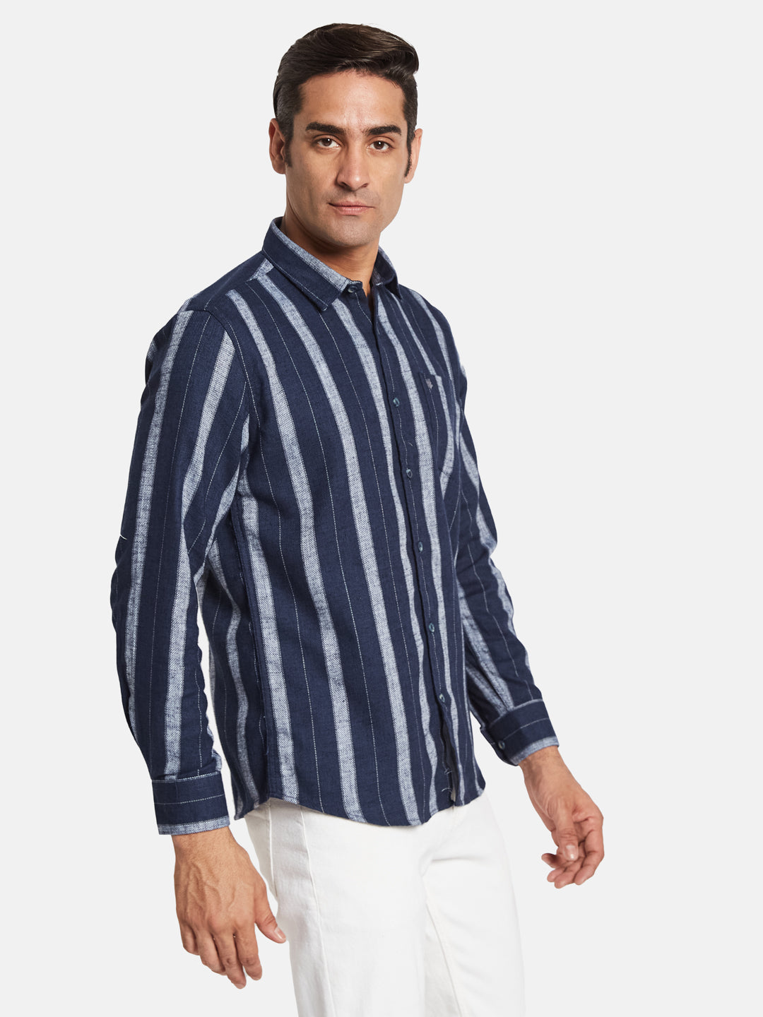 METTLE Men Multi Stripes Opaque Striped Casual Shirt