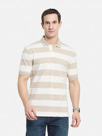 STRIPE POLO NECK PIQUE LYCRA  T-SHIRT