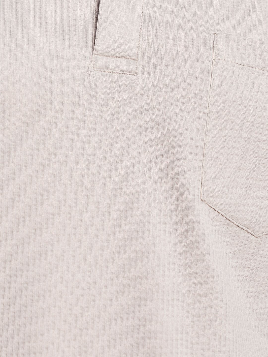 SOLID POLO NECK FRONT OPEN POCKET  SEER SUCKER T-SHIRT
