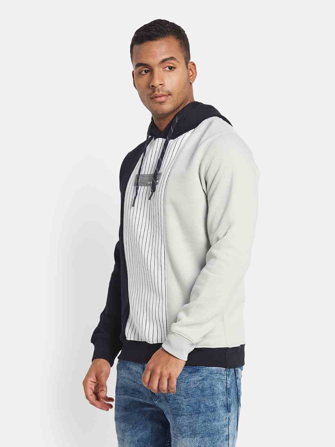 Octave AW24 Men Colourblocked Long Sleeves Hooded Sweatshirt